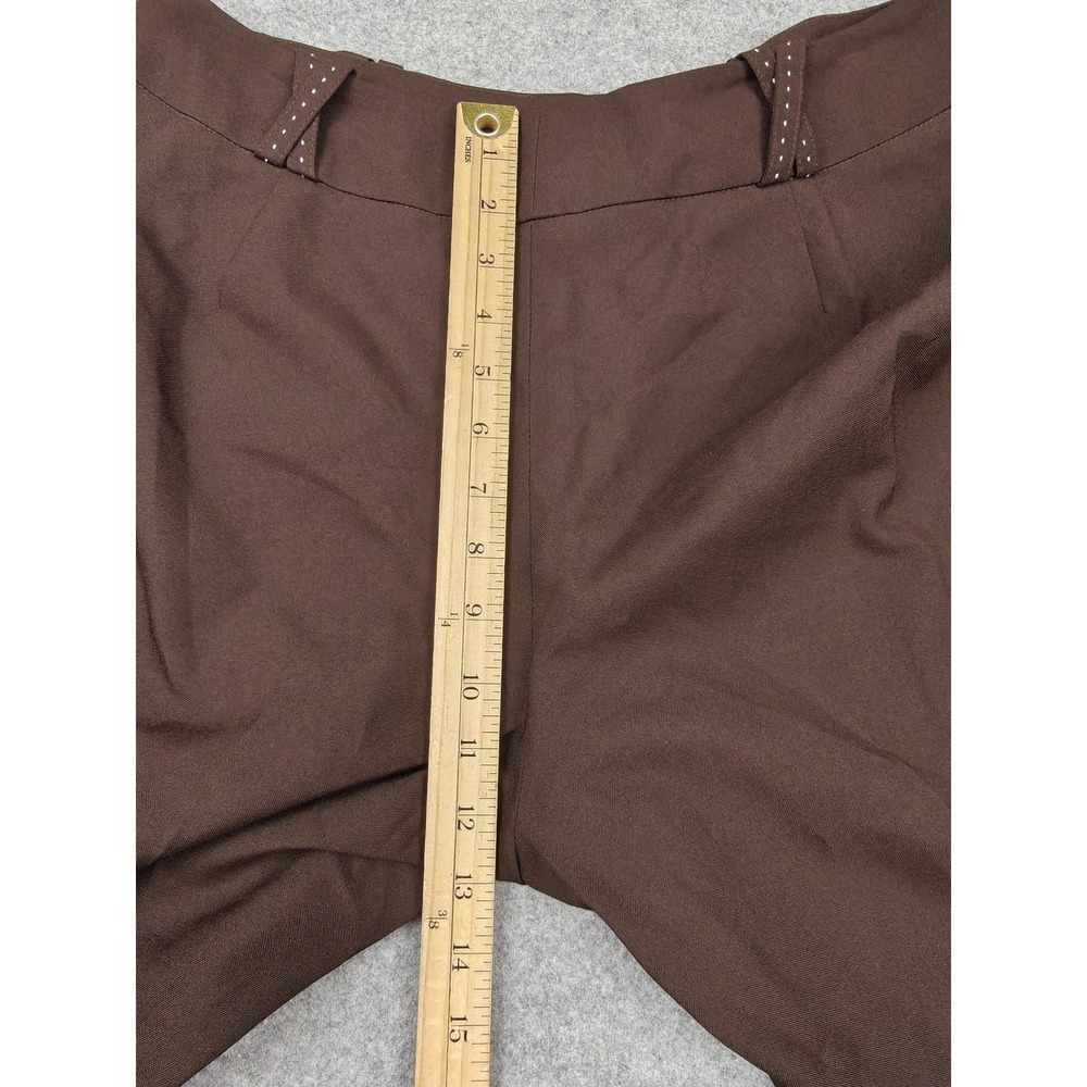 Larry Levine Pants Womens 10 Brown Twill Stretch Dress Studded Ankle Career New - Picture 8 of 10
